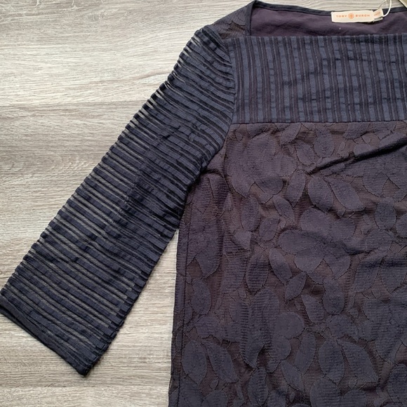 Tory Burch lace blouse Navy XS/TP NWT - Picture 3 of 9